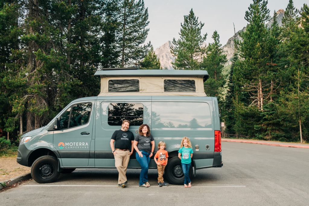Family van camping